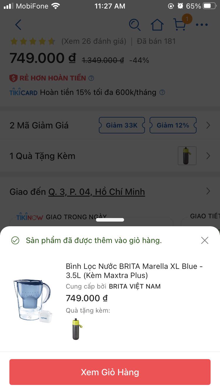 Lúc đặt hàng thì báo quà tặng kèm là một bình nước hơn 300k nhưng giao hàng không có. Gọi đt Tiki phản ánh thì hẹn 3 tuần sau Tiki trả lời là do lỗi hệ thống chứ hết tặng quà rồi. Lần đầu tiên mua hàng của Tiki trading mà có trả nghiệm tệ như vậy.