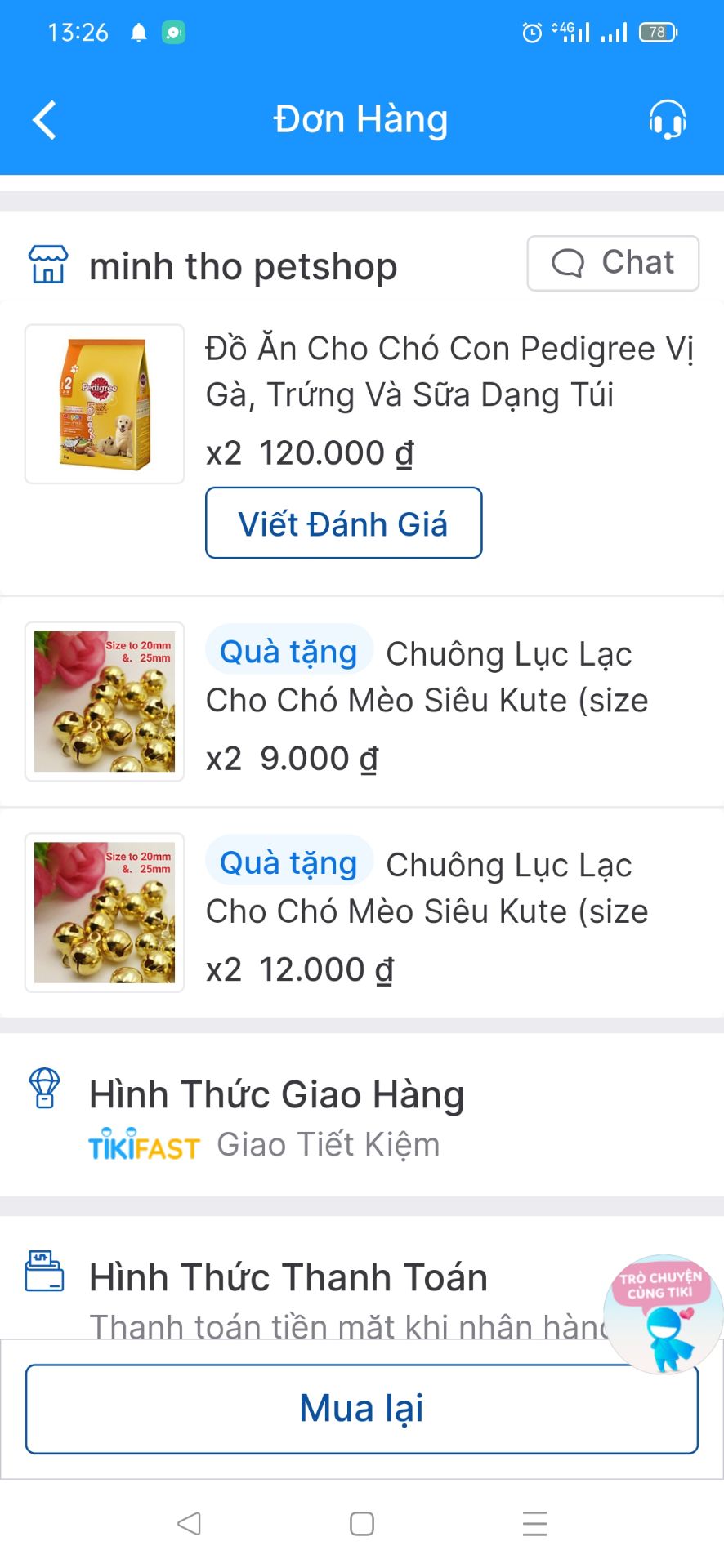 Sao ghi chú trong đơn hàng là mua 1 gói tặng 2 lục lạc. Mà mình mua ủng hộ luôn 2 gói. Thấy thông báo là tặng 4 lục lạc thì chỉ giao có 1 lục lạc vậy shop. Không uy tính nhe