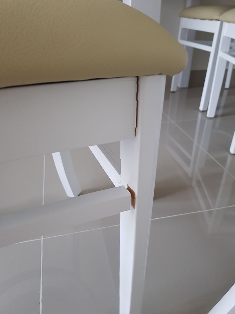 One of chair leg is broken. Request to change 1 of the chair