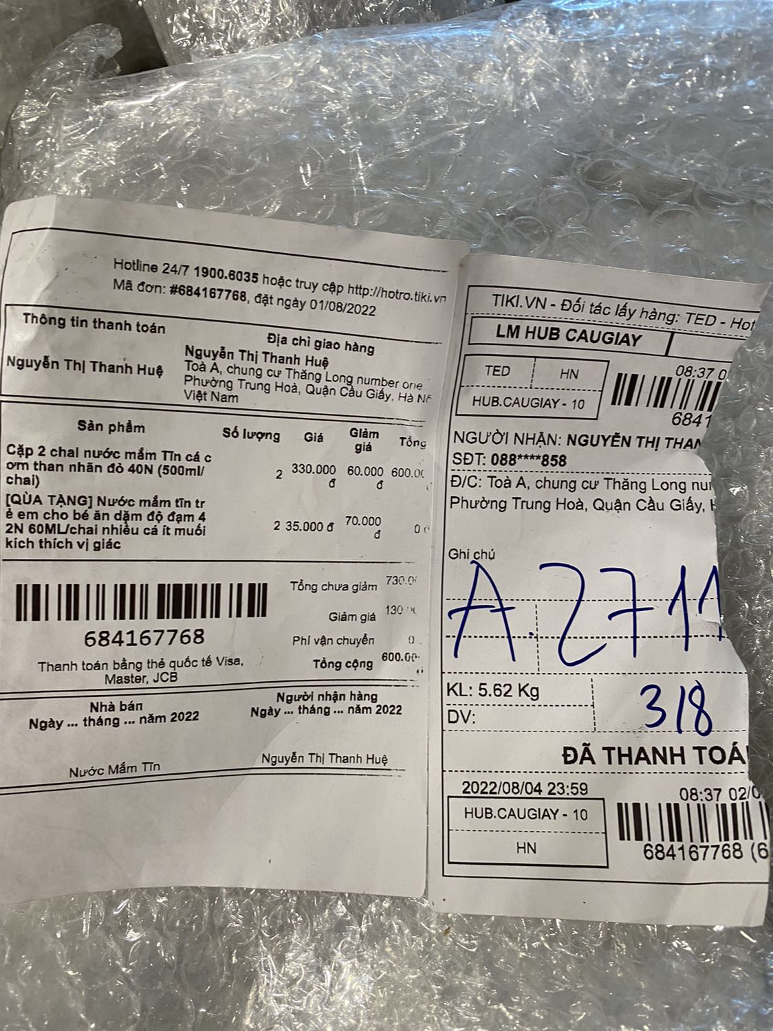 Mình đặt 2 chai nước mắm mà shop giao có 2 chai Mình đặt 2 chai nước mắm mà shop giao có 2 chai