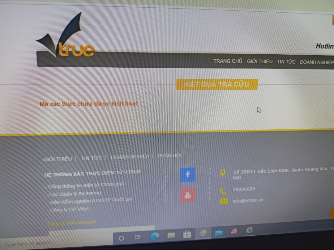 khi mình tra mã xác thực thì nó báo chưa được kích hoạt là sao