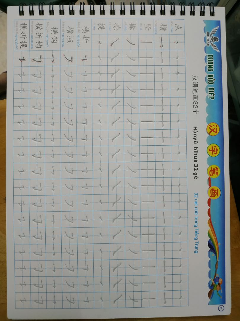 Mình thấy phần hướng dẫn sơ sài, nếu được mọi người nên mua cuốn tập viết 3888 chữ Hán của Dương Bảo Điệp (mua giảm giá tầm 450k 4 cuốn + viết tự xóa), có đủ các nét căn bản và bộ thủ, in chìm tha hồ tập viết đi viết lại. Mình hối hận mua cuốn sách này quá.