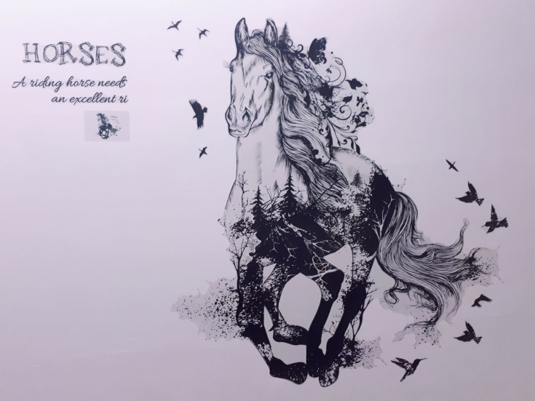 Decal dán rất chắc vào tường, hình sắc nét và rất sinh động. Mình mua dán trong phòng ngủ vợ chồng mình vì chồng mình tuổi Ngọ ^^ Đẹp lắm nha mọi người