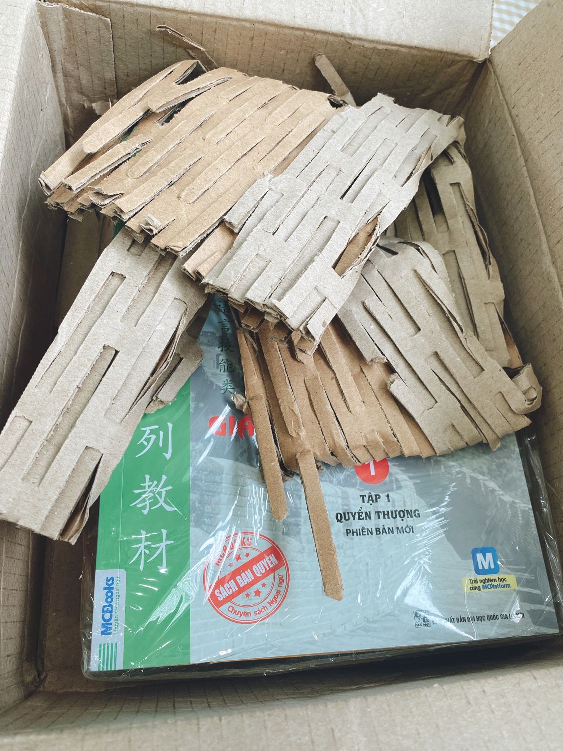 Hôm nay mình vừa mua xong bộ 6 quyển Hán Ngữ. Bữa giờ mình tự học quyển 1 không có sách. Nay lên quyển 2 thấy bài dài và khó hơn nên quyết tâm mua xem như quà sinh nhật. Mình đặt lúc gần 9h sáng thì 2h chiều mình nhận được sách. Thích lắm mọi người ạ. Có chiếc bookmark hà mã dễ thương xỉu luôn. Sách đẹp, giấy khá là tốt đó. Bên trong 6 quyển sách đựng trong một cái bọc kiếng có lót giấy cho êm. Cái hộp hơi móp méo xíu xiu nhưng không ảnh hưởng đến sách nhé. Với giá như vầy thì xứng đáng để mua một bộ nhé mọi người. Anh giao hàng cũng tận tình dễ thương nữa.