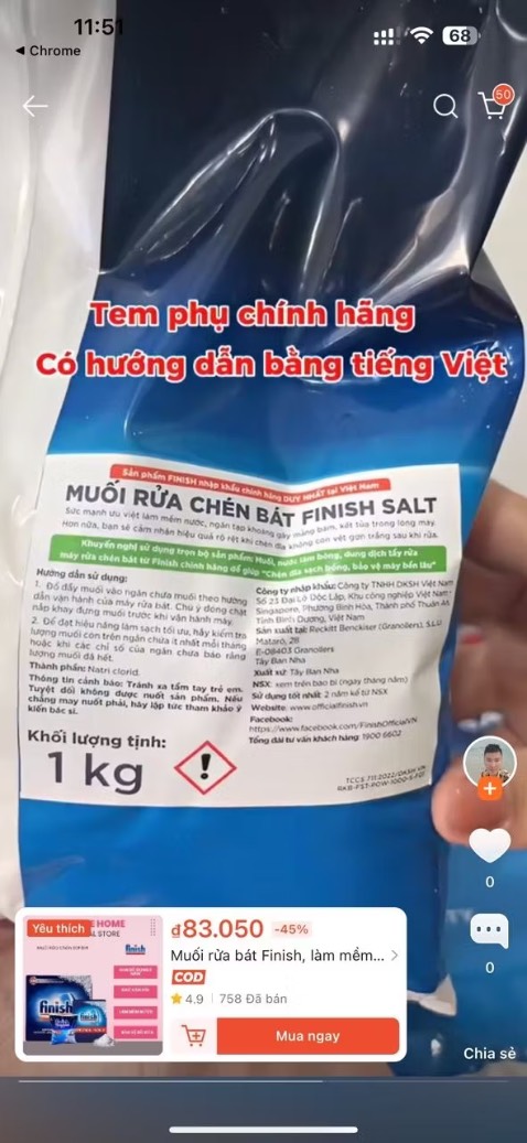 Nhà nhập khẩu không rõ ràng, ko phải của DKSH Việt Nam