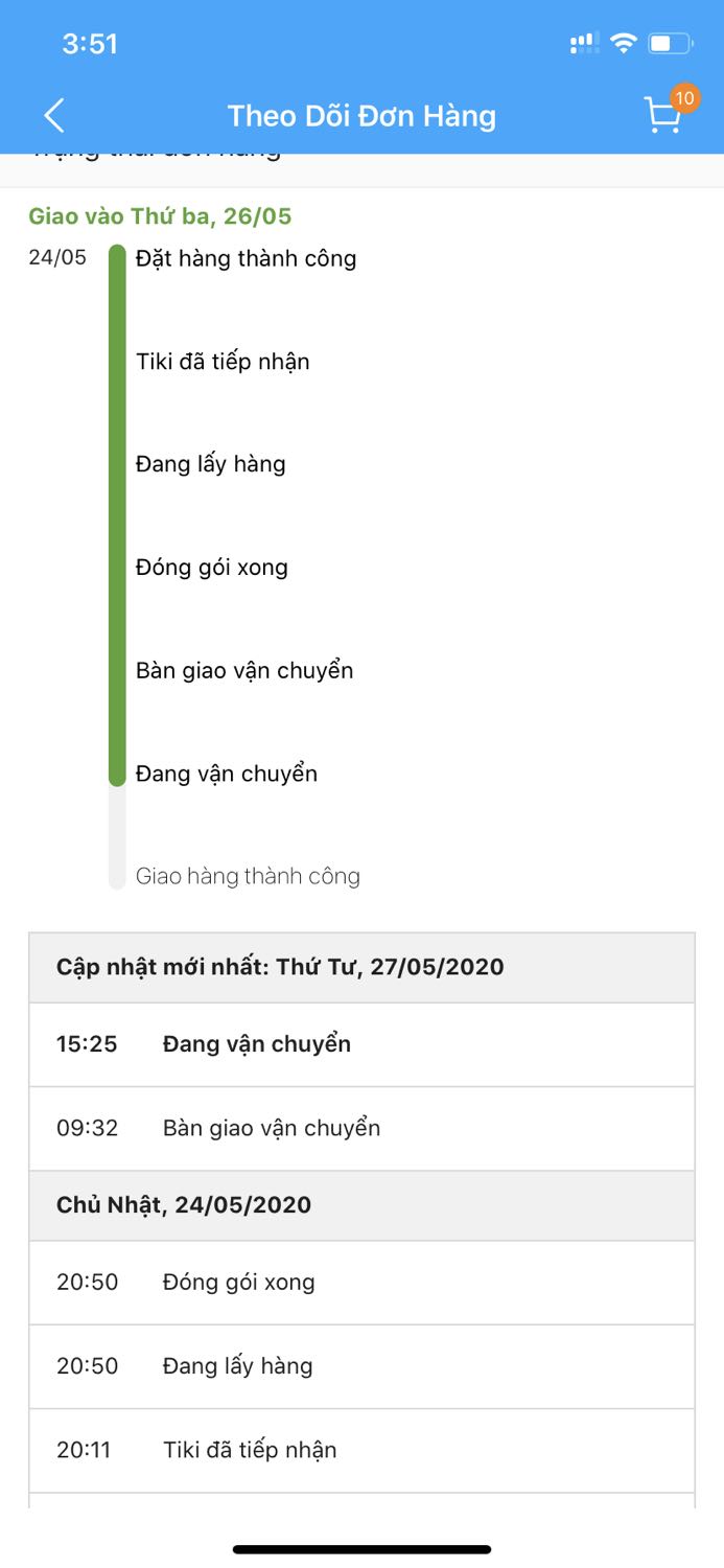 Mua hàng 24h mà tới 4 ngày mới giao gọi 10 cuộc đt hứa hẹn từa lưa ! Mua gói tiki nơ phí tiền *** ! Tiki dịch vụ dạo này tệ quá ko như xưa.