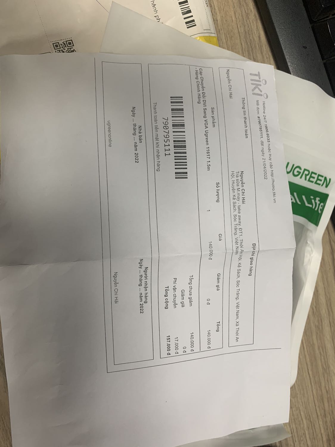 Giao sai hàng, không đúng sản phẩm