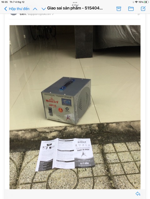 Gửi sai sản phẩm thay vì LiOA thì gửi robot