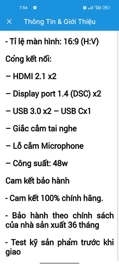 Cổng kết nối thiếu, không giống mô tả