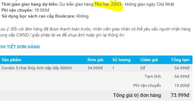Sản phẩm tốt, chất lượng.
Thời gian giao hang quá tệ: khi đặt hàng thông báo giao hàng ngày 23/3.
Nhưng đến 26/3 mới giao.
Theo dõi đơn hàng thấy từ lúc tiếp nhận đến lúc đóng gói là 6 ngày (có cần lâu vậy khg?)
Từ lúc giao cho bên vận chuyển đến lúc vận chuyển cũng 2 ngày. (có thể chấp nhận đc vì có thể chờ đủ chuyến hàng)
Thời gian vận chuyển từ HN đến Cần Thơ chỉ ngày trước ngày sau: OK.
Tiki nên rút kinh nghiệm: báo thời gian giao hàng tương đối chính xác 1 chút  lâu cũng đc, nhưng chính xác.