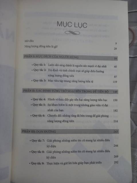 Nội dung sách giúp ta nhận ra mọi sự vật trong vũ trụ đều mang năng lượng, và tiền cũng vậy. Qua đó, hướng dân ta cách thực hành để năng lượng tự thân tương ứng với năng lượng của tiền, cách thu hút tiền thông qua chữa lành tâm trí. Sách được đóngbgois cẩn thận, giao hàng nhanh, nội dung hay, muốn hiểu và thực hành sâu hơn ta cần đọc đi đọc lại nhiều lần. Mỗi lần đọc là mỗi lần ta lại nhận ra được thêm nhiều điều thú vị. Sách hợp với những ai thích tìm hiểu về tâm linh, tìm hiểu về sức mạnh nội tại trong minh