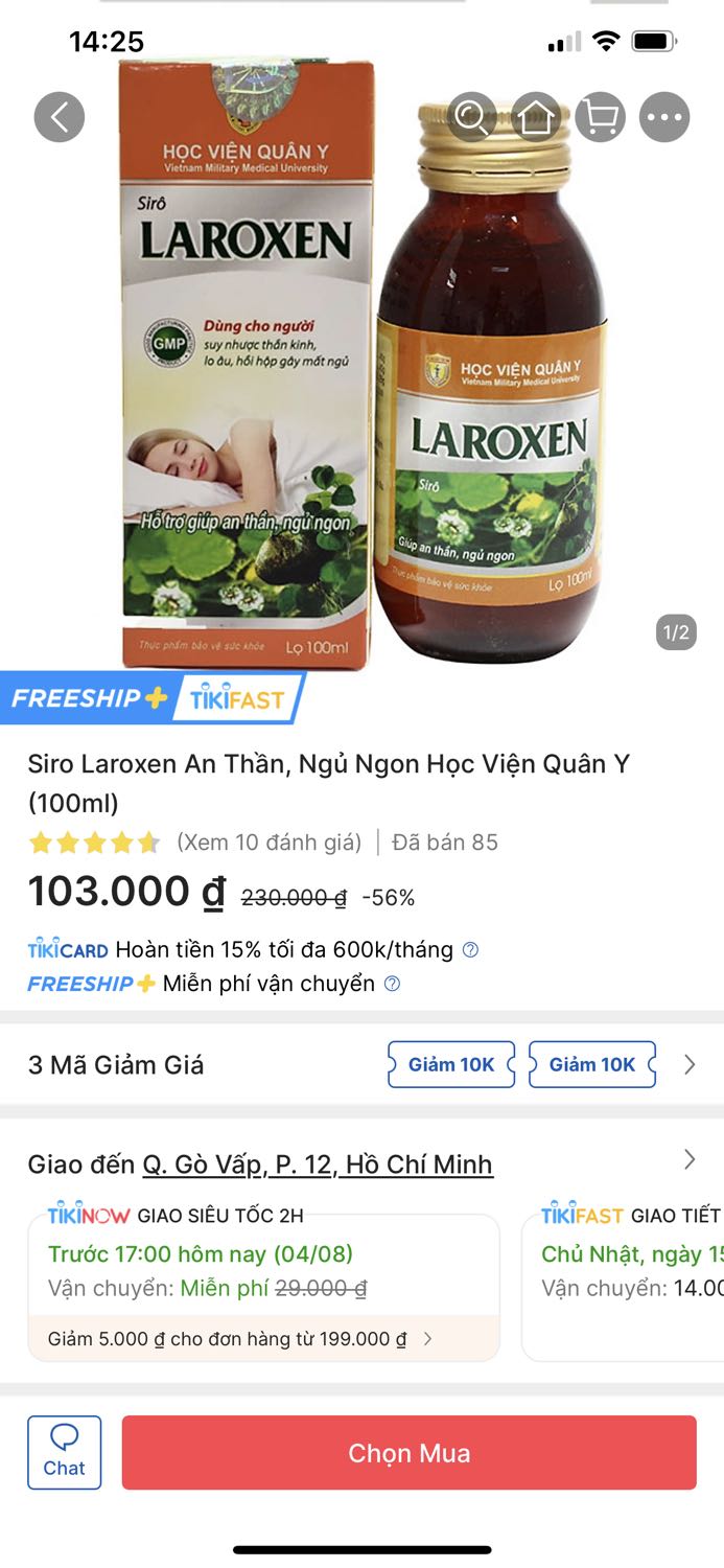 Sp giúp ngủ tốt, đi nhanh vào giấc ngủ, chỉ cần uống 3ml là đã dễ ngủ rồi