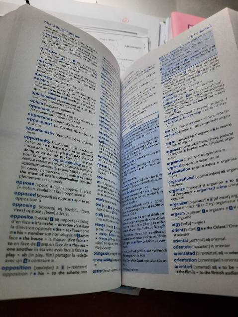 Sách đẹp, dày 5cm, khổ 12x18cm, có Anh-Pháp và Pháp-Anh. Quyển này giống từ điển Anh dành cho người Pháp ấy, có bao gồm một số mục dạy tiếng Anh