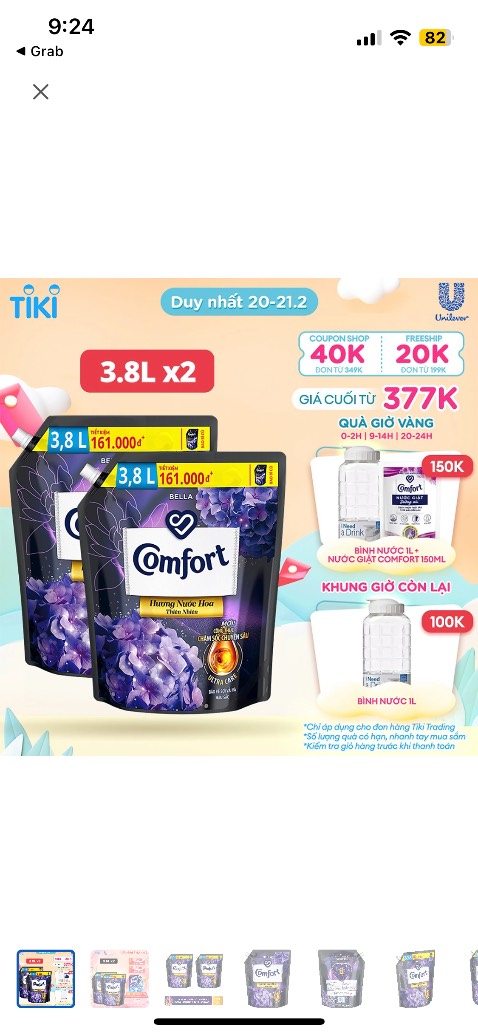 Đặt đúng khung giờ vàng nhưng k thấy nước giặt comfort được giao