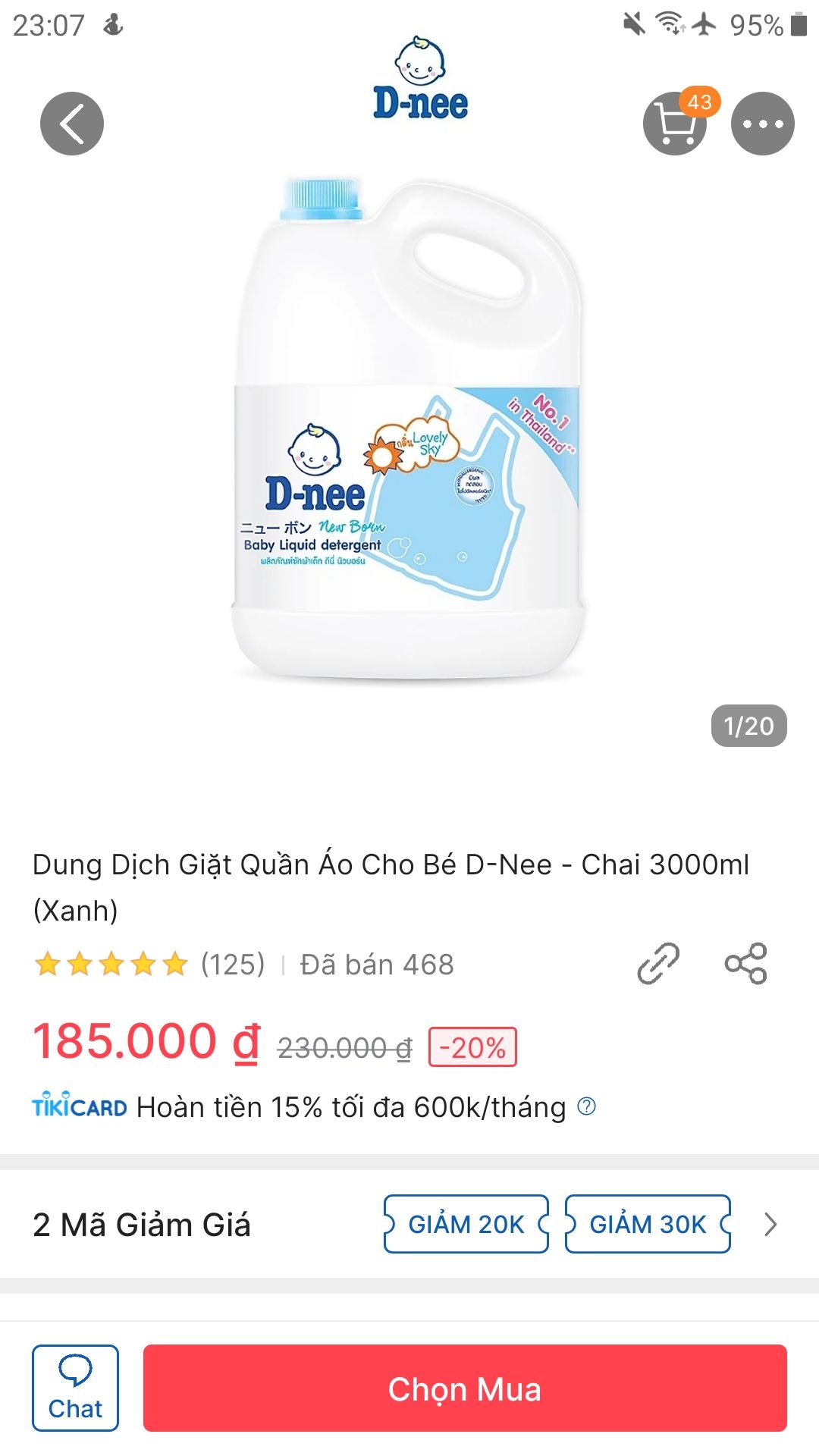 Thất vọng quá ! Nước giặt kỳ này lỏng quá, mùi cũng ko thơm lâu và dai như bình cùng loại, cùng màu đang dùng ở nhà ! Mở ra dùng để so sánh 2 bình mà cứ thấy giống hàng nháy hay sao á ! Bình thường hay mua con cưng ! Nhưng đến 2 CH con cưng mà hết hàng nên mua ở Tiki thử ! Ko tin được luôn á ! Tại mua giặt đồ cho bé nên mình mới mua loại này của Thái ! Thất vọng quá ! Nước giặt kỳ này lỏng quá, mùi cũng ko thơm lâu và dai như bình cùng loại, cùng màu đang dùng ở nhà ! Mở ra dùng để so sánh 2 bình mà cứ thấy giống hàng nháy hay sao á ! Bình thường hay mua con cưng ! Nhưng đến 2 CH con cưng mà hết hàng nên mua ở Tiki thử ! Ko tin được luôn á ! Tại mua giặt đồ cho bé nên mình mới mua loại này của Thái !