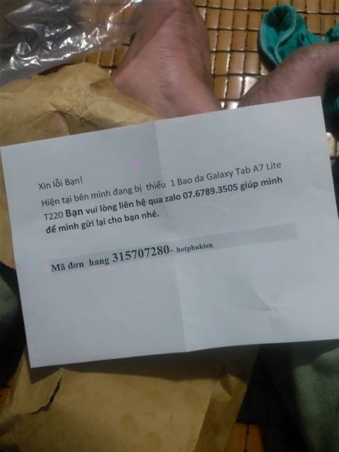 Gửi sai mẫu thiếu hàng đề nghị sop gửi lại