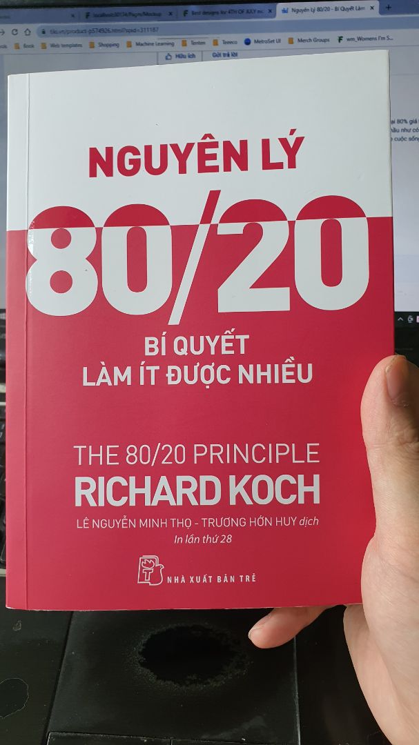 Chất lượng đóng gói và bảo quản tốt.
Kiến thức trong sách bổ ích, thiết thực.
Tuy nhiên,  vì cách viết rất lan man, có những chương dài mấy chục trang nhưng có thể tóm lại bằng 2 câu ngắn gọn. Một ý nhưng diễn đạt lặp lại quá nhiều. Vì thế lượng kiến thức không tương xứng với số trang.
Ai đang quan tâm chủ đề này, tôi xin recommend cuốn "Nguyên lý 80/20 và 92 quy luật Lũy thừa tự nhiên" của cùng tác giá Rechard Koch sẽ đáng giá hơn cuốn này.