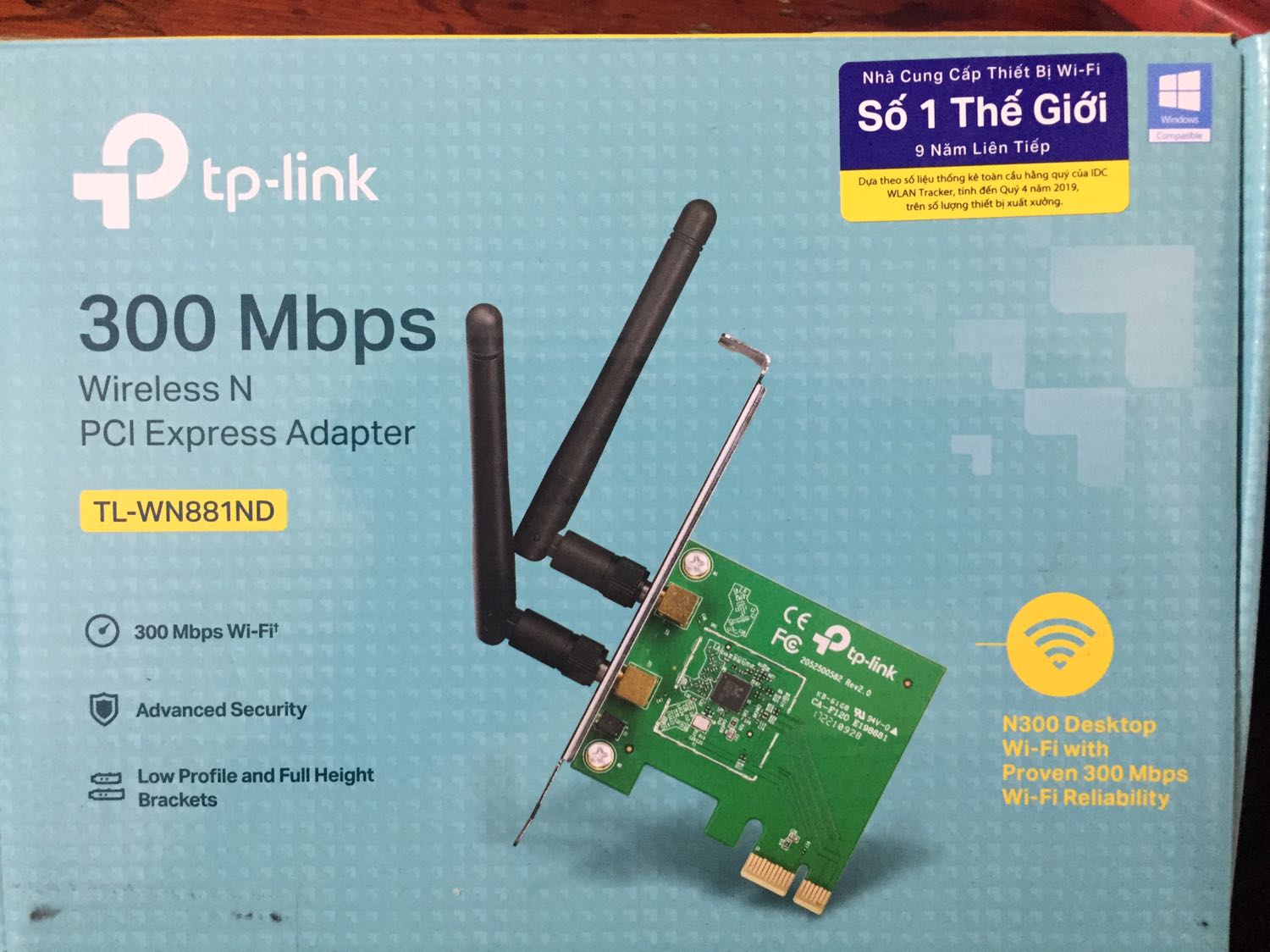 Hàng fullbox, nguyên seal, mới sx năm 2020, cắm vào cổng PCI express win 10 nhận ngay không phải cài đặt gì. Tốc độ upload, download tương đương mạng LAN, sóng khoẻ. Xem video 8k ko hề giật lag  Modem để tầng trên mà song vẫn full căng đét. Mọi người nên mua thay cho cái dây loằng ngằng nhé! Hy vọng dùng tốt ko phải mang đến tận Hà Đông để bảo hành