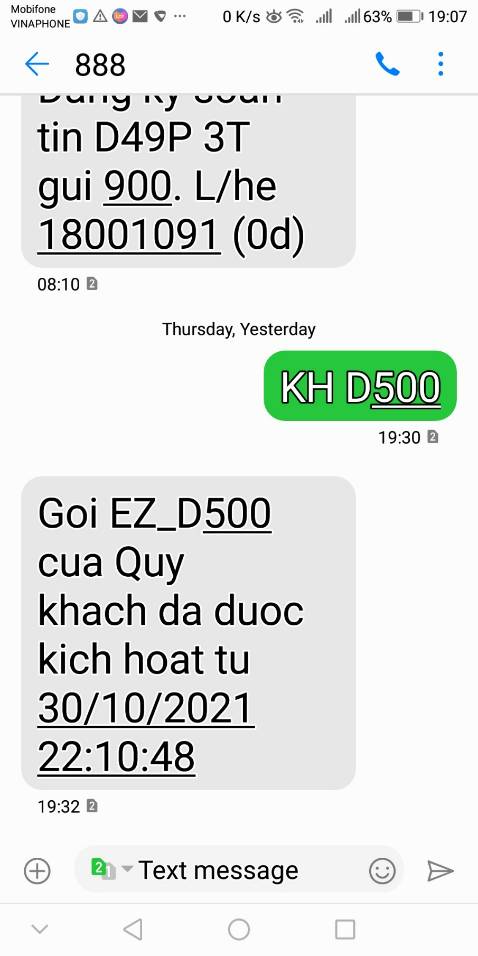 Người bán sim 4G này đã *** dối khách hàng: Tôi mua sim 4G này vào ngày 20/01/2022, ngày 27/01/2022 tôi lắp sim vào điện thoại và nhắn tin "KH D500" gởi 888 theo hướng dẫn ghi trên khung sim, thì tổng đài nhắn tin sim đã được kích hoạt vào ngày 31/10/2021, tức là sim của tôi đã được kích hoạt trước đây 3 tháng,. Vậy sim 4G của tôi chỉ còn thời hạn sử dụng 9 tháng chứ không phải 1 năm như người bán nói.