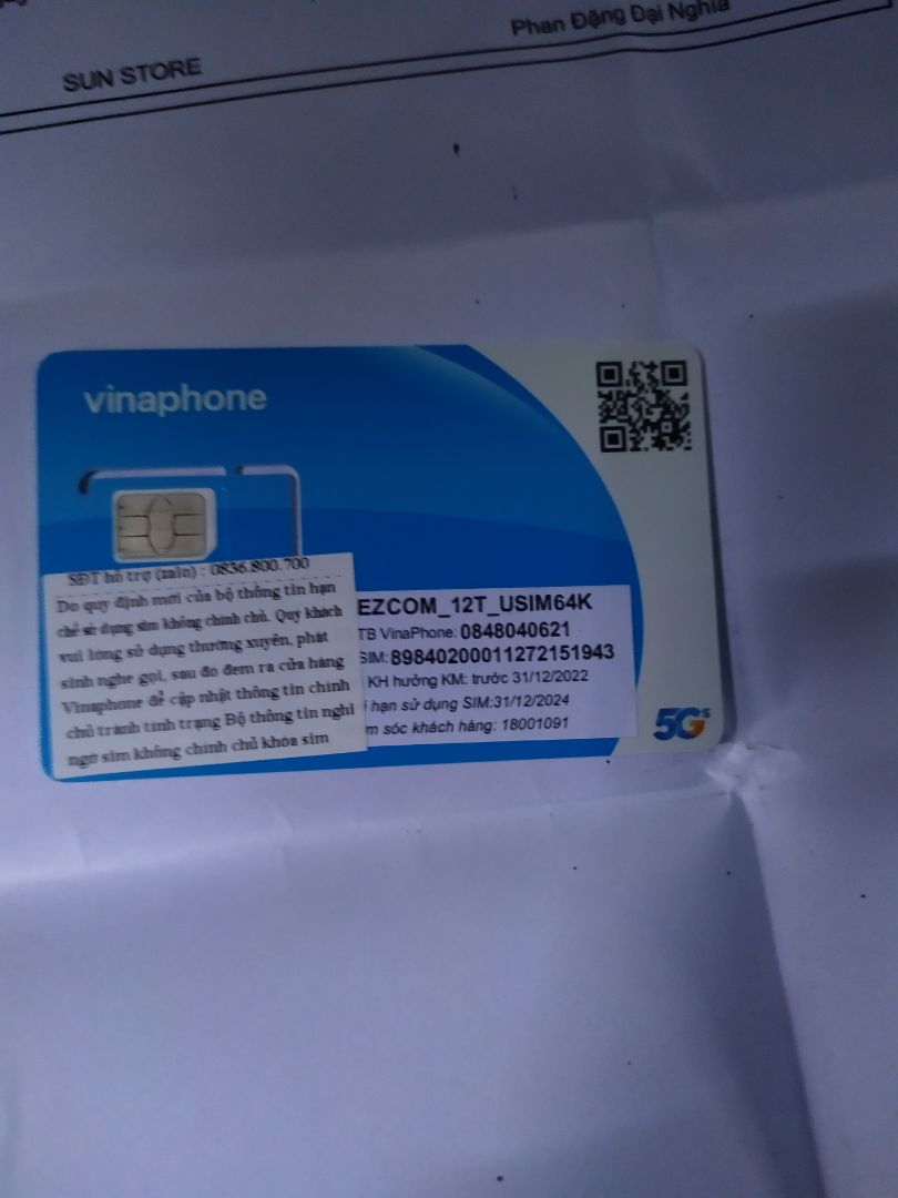 Lần đầu xài sim data này thấy rất tốt, kích hoạt vô cùng dễ chỉ cần bỏ sim vào khởi động đt lại là xong. Kiểm tra sim thấy thời hạn sử dụng đúng 1 năm, dùng lúc đầu thấy nhanh gấp đôi wifi nhà mình mà ko biết sau này thế nào, giao hàng sớm 3 ngày. Tóm lại khá ưng ý, đánh giá 5 sao cho shops.