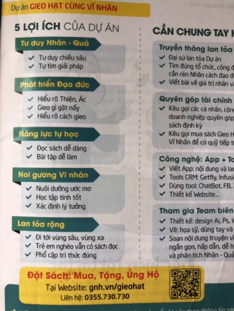 Năm nay mình dùng những cuốn sách này để làm lì xì tặng các cháu thay vì tặng tiền .chỉ có kiến thức là còn đó chứ tiền thì đưa cho các cháu bao nhiêu các cháu chả tiêu hết. Nên mình quyết định tặng các cháu tri thức thay vì lì xi như thường lê. Sách rất ý nghĩa.dễ hiểu.trẻ con người lớn đều phù hợp.phù hợp hơn nữa với những người nhận diện ra là mình đang bị tham sân si chi phối.những phụ huynh đang nuôi dạy con.đang rèn mình và rèn con. Shop giao hàng đúng hạn.đóng gói ok. Bke đc dẫn dắt bởi thầy TRẦN VIỆT QUÂN luôn là 1 tổ chức rất nhân văn giống như những gì mà họ đã trao đi. Thật may mắn cho những ai có cơ hội biết đến thầy và Bke