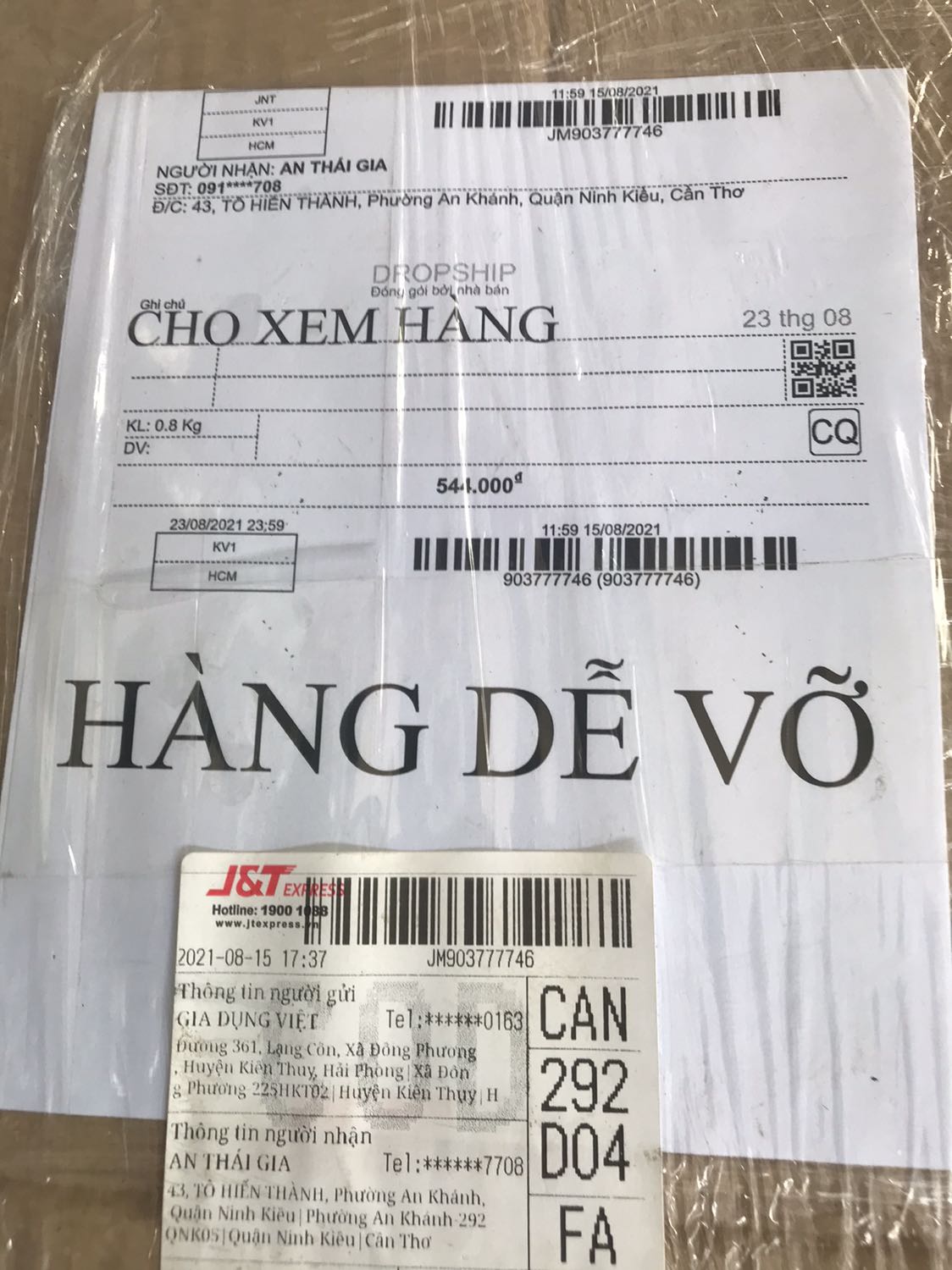 Đặt 2 cái nhưng chỉ mới giao 1 cái