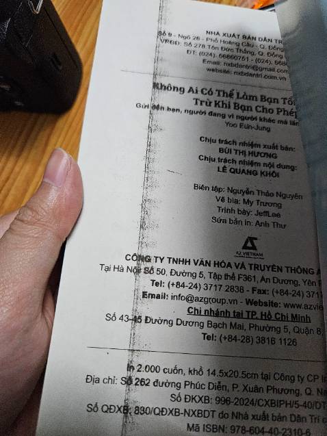 Có vấn đề trang cuối. Còn lại ổn. Đọc sơ qua thì mình thấy nó phù hợp với người trẻ hơn những người hơi có tuổi, có kinh nghiệm sống 1 chút. Nó khá cơ bản nhưng cũng rất trọng tâm những vấn đề nổi cộm về tâm lý con người hay gặp phải. Cá nhân mình thì cần sâu hơn, mới mẻ hơn nên chưa ưng lắm.