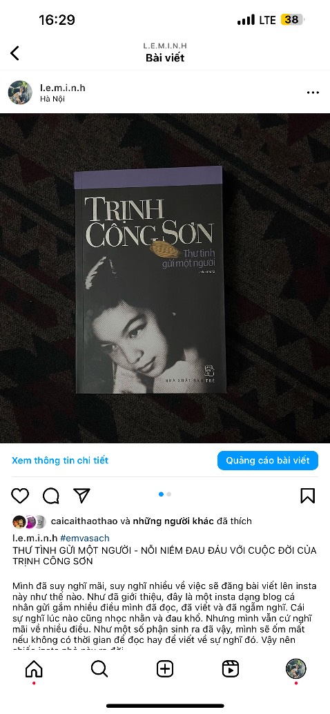 Như mọi người, mình biết đến Trịnh Công Sơn ban đầu với vai trò là một nhạc sĩ. Công việc học hành và nghiên cứu đưa đẩy mình biết đến ông như một người cầm bút mà cuốn sách này được đánh giá là “một áng văn chương thật ấn tượng trong đời hoạt động nghệ thuật của ông”. Cuốn sách là tập hợp những bức thư ông gửi người con gái mang tên Ngô Vũ Dao Ánh. Người đã gìn giữ những bức thư suốt gần nửa thế kỉ sau bao biến động, nay uỷ quyền cho gia đình nhạc sĩ để công bố nhân dịp kỉ niệm 10 năm sự ra đi của ông. Cuốn sách được giới thiệu không chỉ là những bức thư chan chứa lời yêu thương của ông dành cho một người con gái mà còn là biểu tượng đẹp của tình yêu. Cuốn sách giúp ta tiếp cận sâu hơn về đời sống nội tâm, những điều mà nhạc sĩ nghĩ và trăn trở về tình yêu, về cuộc đời và cả những điều tốt đẹp đang dần phai nhạt ở thế gian này.