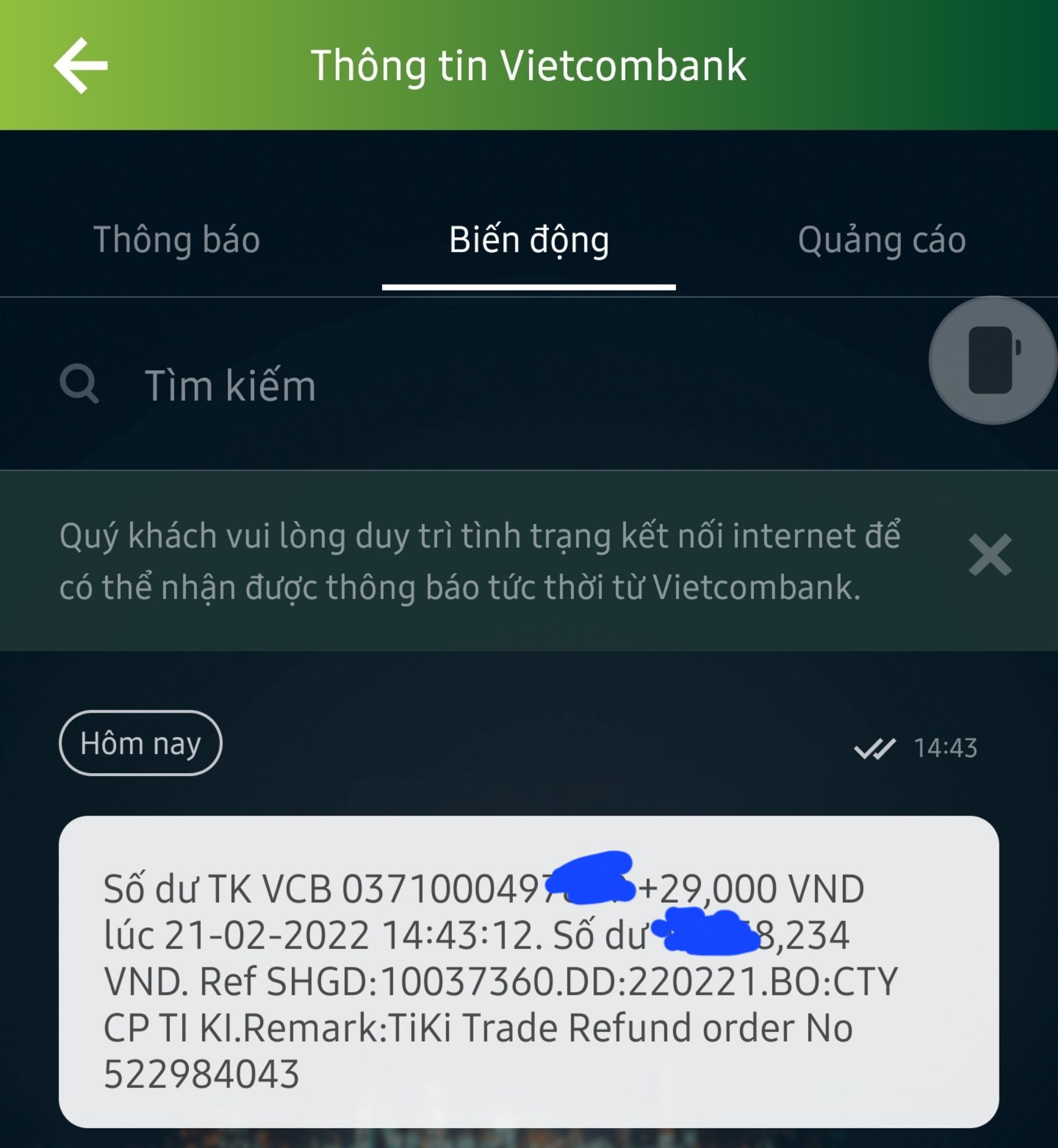 Mua balo thiếu quai đeo, Tiki báo chờ thu hồi, đổi mới.
Chờ mãi ko thấy phản hồi, hỏi lại thì báo hết hàng, chờ hoàn tiền.
Chờ mãi hoàn được tiền thì nhận 29.000₫ trong khi đơn 551.000₫, đến giờ chưa có thông tin gì tiếp theo.
Mình thấy KH của Tiki đi mua việc chứ ko phải mua hàng, hàng ko có xài, tiền thì bị giam, giờ phải quỳ lạy để được lấy lại tiền của mình.
Buồn cho DN Việt.