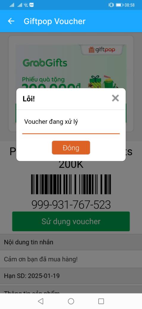 Lỗi voucher ko sử dụng đc