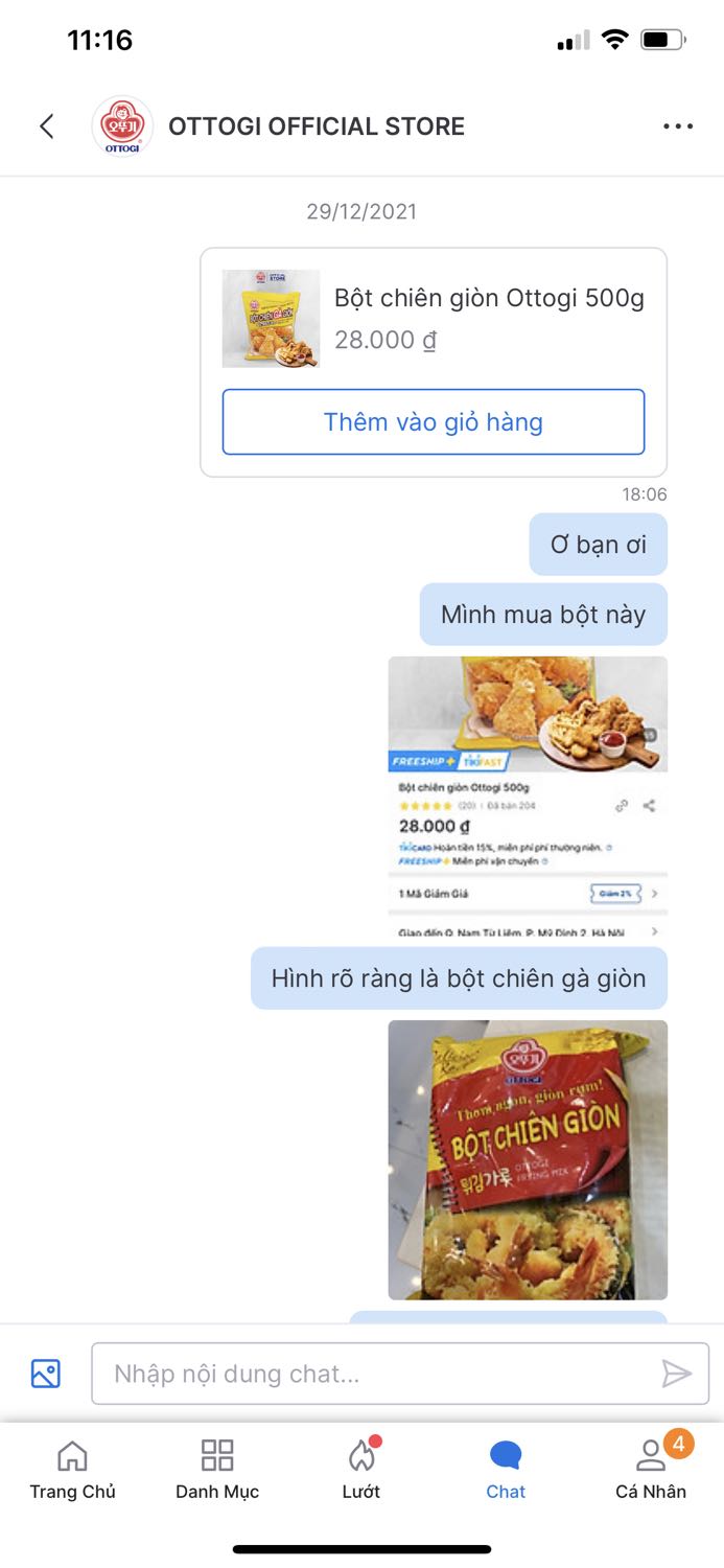 Mua xong thấy ko đúng hình, chat thì shop cũng ko giải quyết dù mình đã có thiện chí ok sẵn sàng bù thêm tiền (dù là lỗi của shop). 
Mà buồn cười khách ko muốn dùng lại bảo thông cảm dùng hộ vì món khách mua đắt hơn. 
Xong bỏ ngỏ ko trả lời nữa.