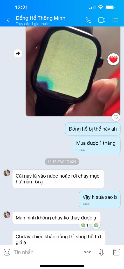 Dễ hư, rửa tay văng vài giọt nước mà đã cháy màn hình. Dùng đc thời gian khá ngắn ( cụ thể là 1 tháng)