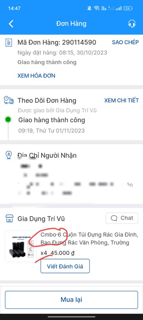 *** tộc,
Treo đầu dê bán thịt ***.

Ghi rõ là combo 6 cuộn túi đựng rác 45k.
Order shop 4 combo là 24 cuộn. 

Mà chỉ nhận được 12 cuộn túi đựng rác.

Tốn thời gian + thất vọng.