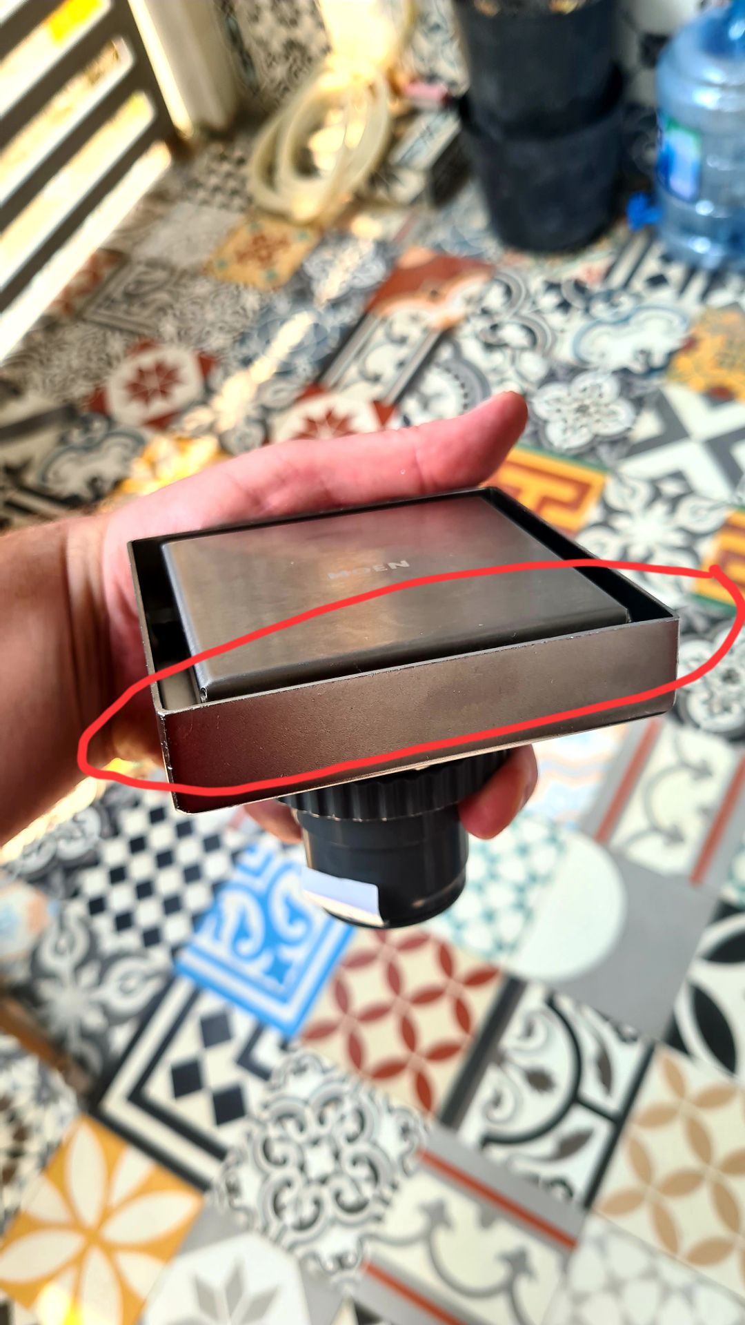 the first picture is the item you are selling. the second picture is the product that was sent to me. its different and not what was as displayed. right let's get to the quality, the metal has already started to go yellow and its dented and scratched. i don't understand why you have sent me a product that is not even made correctly.