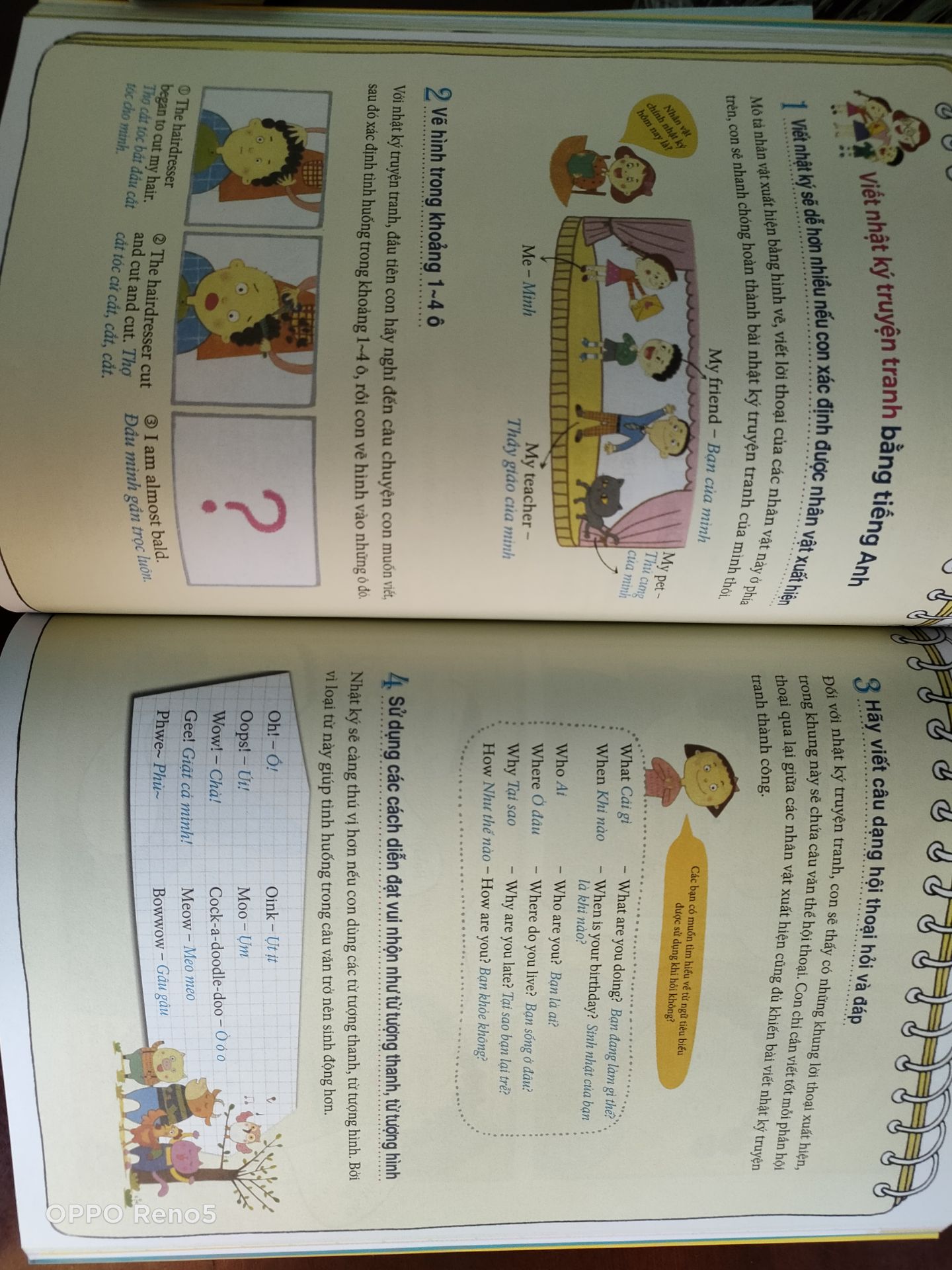 Hình minh hoạ sinh động, ví dụ và hướng dẫn dễ hiểu cho bé bắt đầu học tiếng Anh. Tuy nhiên cuốn này dùng cho bé đã biết đọc chữ và viết nhuần nhuyễn tầm lớp 2