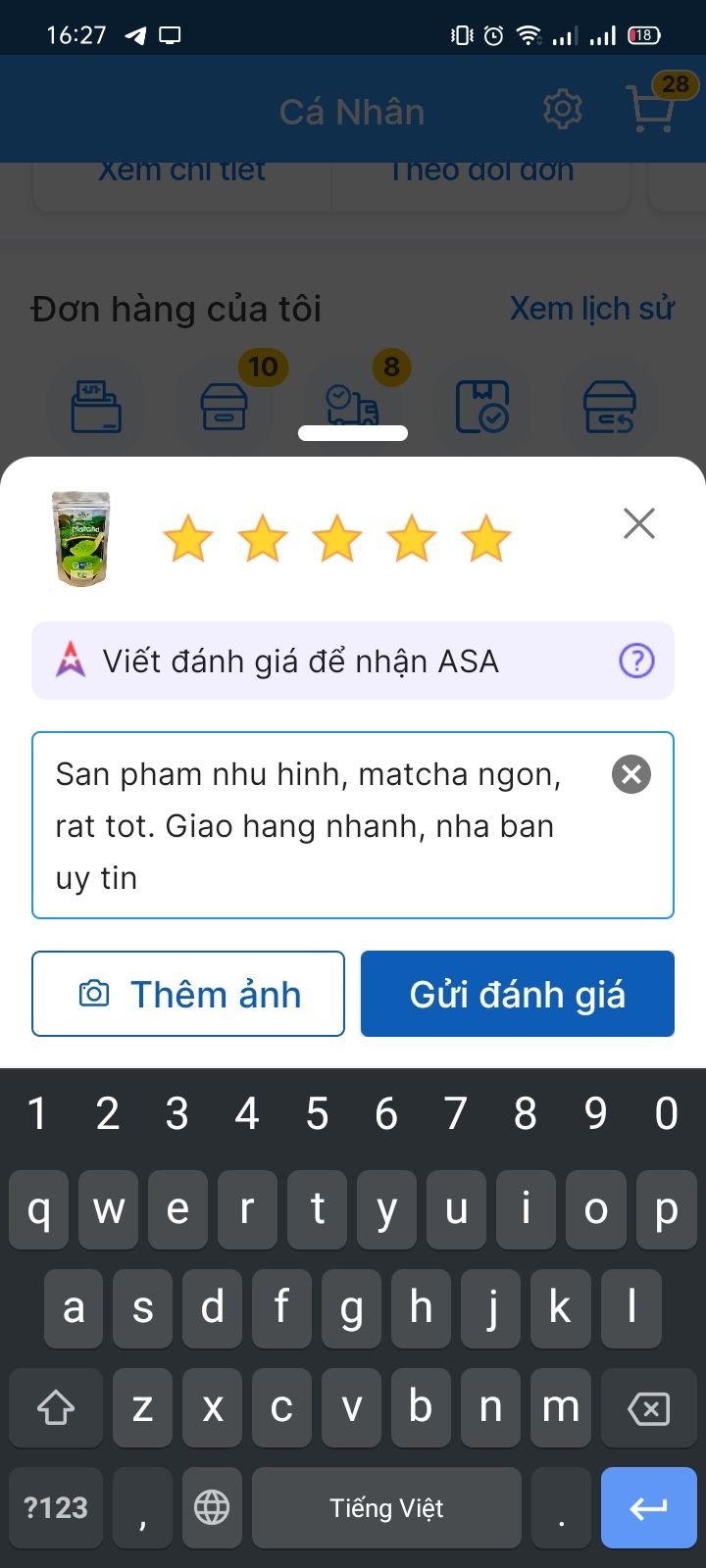 San pham nhu hinh, matcha ngon, rat tot. Giao hang nhanh, nha ban uy tin