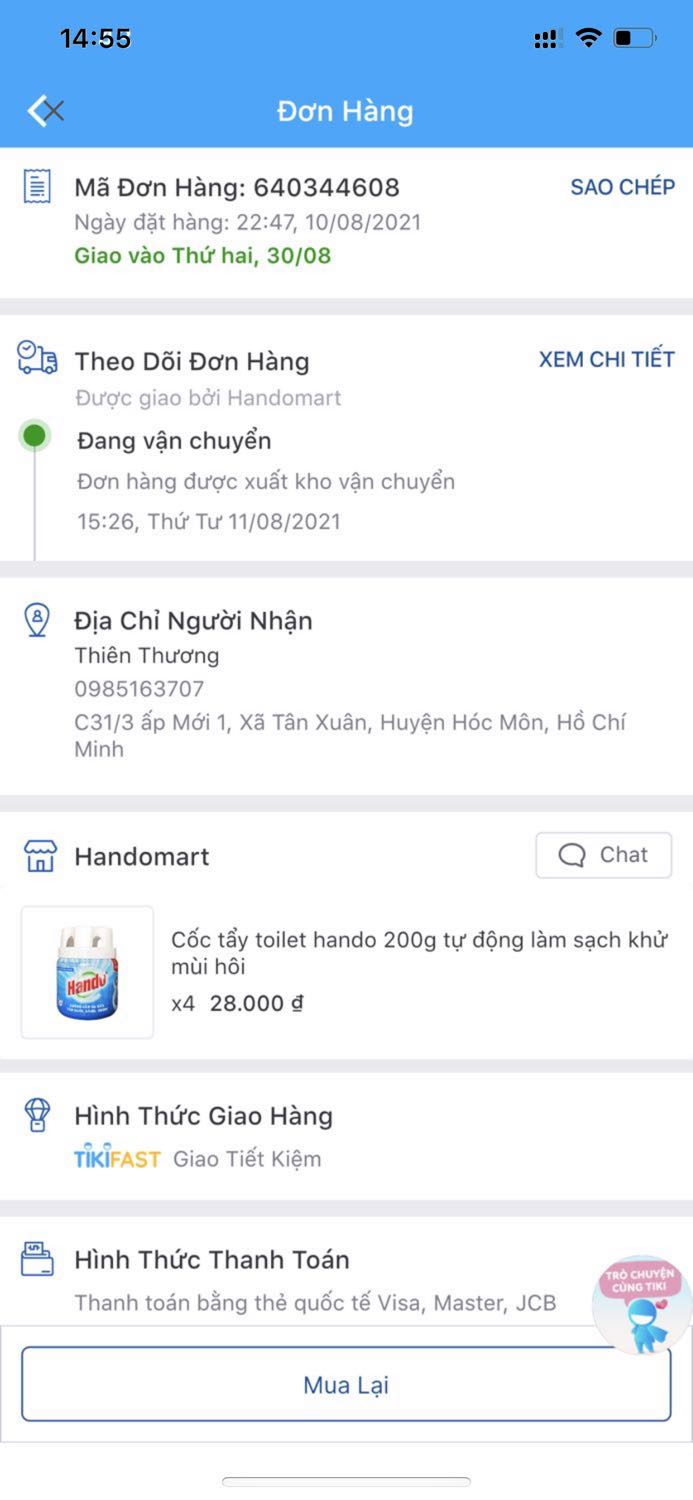 Đặt hàng từ ngày 10/8 hẹn 30/8 giao nhưng đến 14/10 mới nhận được hàng. Thông cảm do tình hình dịch bệnh. Giao 4 bể nắp 1, bể nát 1 cái. Yêu cầu tiki xử lý.