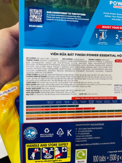 Shop đóng gói cẩn thận, bọc nhiều lớp chống sốc. Giao hàng nhanh, Mình đặt chiều hôm kia thì nay đã nhận được rồi. Viên rửa bát Finish mở ra thơm mùi chanh, hàng chuẩn Date mới tinh, rửa xong bát đũa sạch thơm. Còn Giấy Watersilk thì đẹp, tính ra mua giấy của shop rẻ hơn nhiều so với mình vẫn mua siêu thị. Cho shop 5 sao, lần sau sẽ ủng hộ tiếp ⭐️⭐️⭐️⭐️⭐️