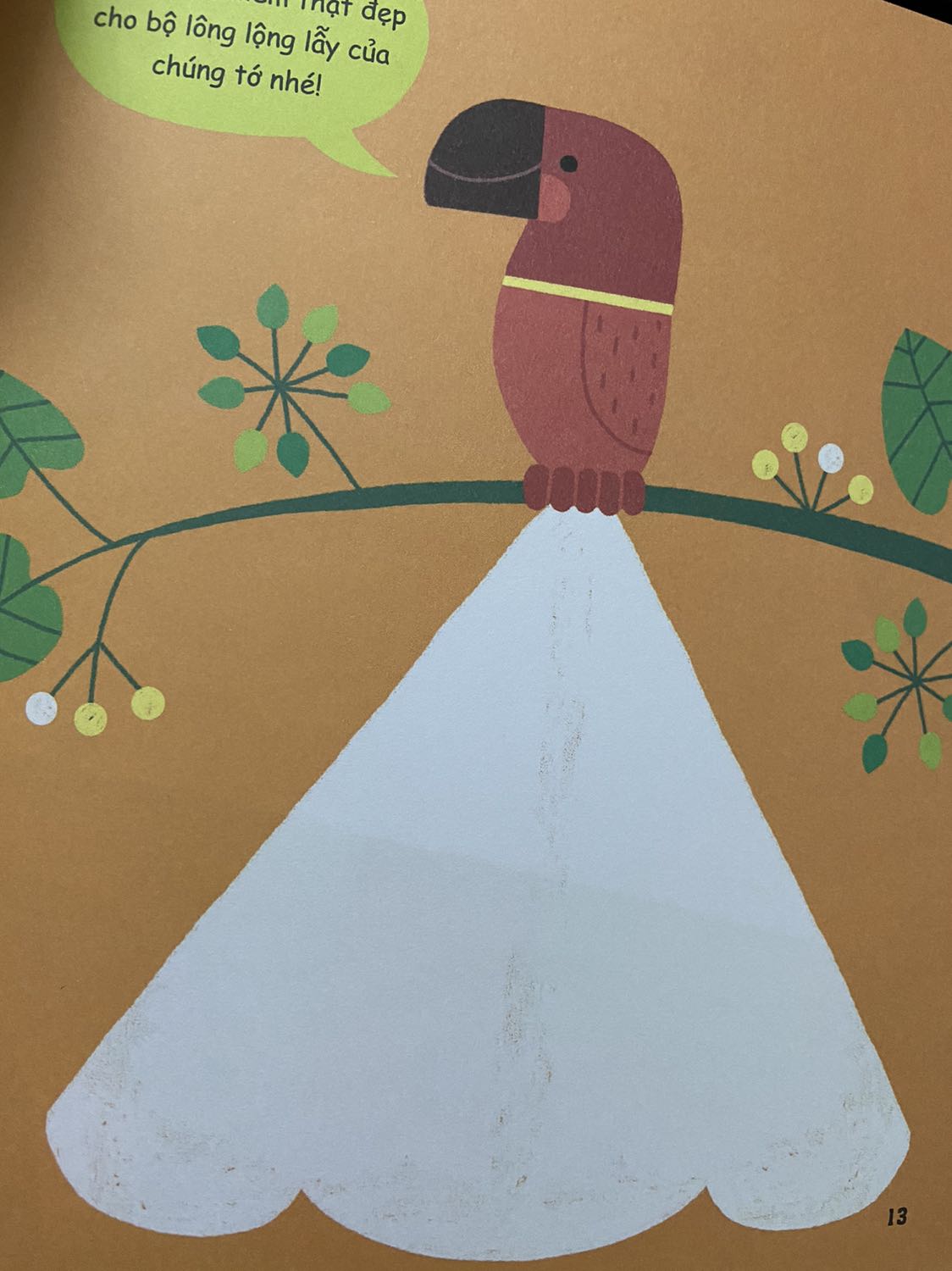 Màu in hơi lem và phần để bé tô màu hơi đơn giản so với mình nghĩ. Nếu in thêm hoạ tiết thì lúc bé tô màu sẽ đỡ đơn điệu hơn, và bé có thể chia thành các mảng màu khác nhau để tranh đẹp hơn