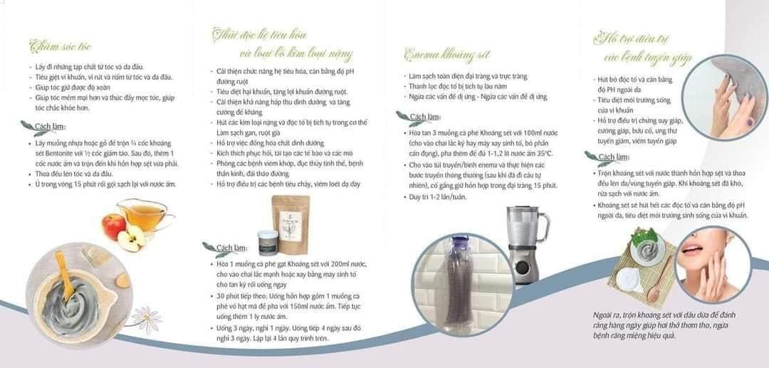 Khoáng sét có rất nhiều công dụng tốt như thải độc xuôi và ngược, đắp mặt nạ làm đẹp da, ủ tóc dưỡng tóc rất thích. 
VietHealthy bán và giao hàng nhanh lẹ, tư vấn cũng rất nhiệt tình, sẽ luôn ủng hộ nhà bán ^^