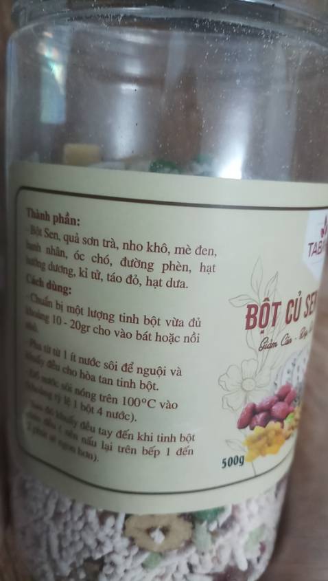 *** đảo, thất vọng toàn tập. Ghi thành phần: bột sen, quả sơn trà, nho khô, mè đen, hạnh nhân, óc ***, đường phèn, hạt hướng dương , kỷ tử, táo đỏ, hạt dưa. Thực tế nhận hàng là bột (không biết bột gì  mà sờ vào tay có lưu lại ít dầu â), táo đỏ, nho khô, đậu hà lan, dừa sấy, cánh hoa trộn thêm vài hạt gạo lức. Mình tin tưởng Tiki mới mua hàng trên App mà nhận hàng thế này đây.  Đề nghị Admin cấm những shop *** bán hàng trên Tiki nhé.
