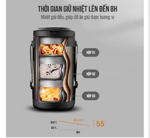 sản phẩm tốt và giữ nhiệt quá mong đợi. để 8 tiếng vẫn nóng hổi