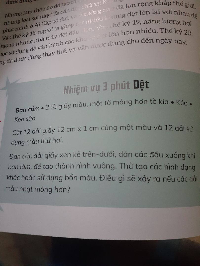 sách đc bao bọc kĩ, nội dung rất hay, một số chương có phần nhiệm vụ 3 phút là các thí nghiệm giúp chúng ta khám phá.