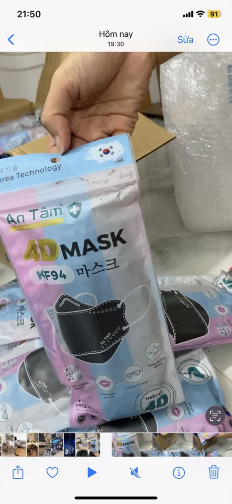 Giao nhanh trong 2tiếng 
Đóng hàng rất chắc chắn
Nhưng bao bì khẩu trang bên trong bị dơ rất nhiều 🥵 Giao nhanh trong 2tiếng 
Đóng hàng rất chắc chắn
Nhưng bao bì khẩu trang bên trong bị dơ rất nhiều 🥵