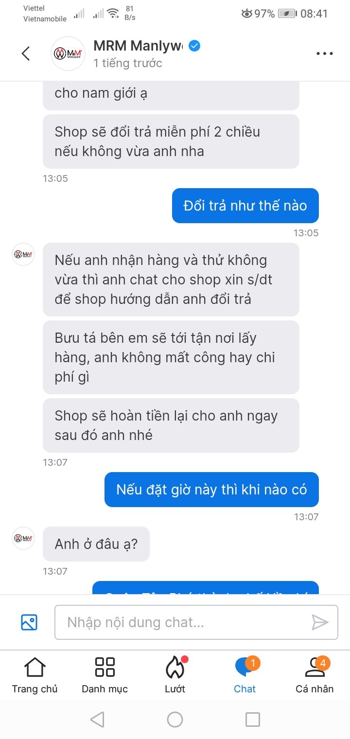 Hàng của shop này tốt và uy tín lắm mọi người tiếc là mình mặc không vừa nên mới đổi trả hàng lại mà shop vẫn hộ trợ tư vấn nhiệt tình nói chung là chất liệu của vải rất tốt co dạng mặc vào rất thoải mái mọi người nên mua nha không chê vào đâu được 😀😀😀