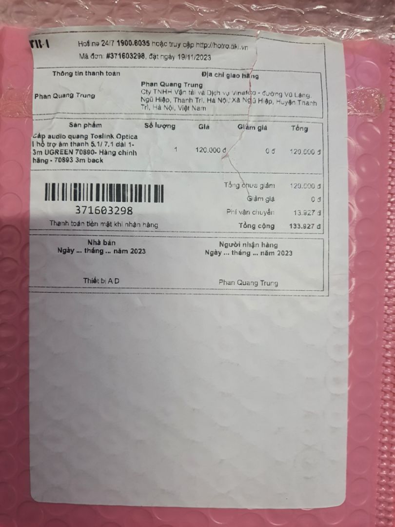 Đặt dây 3m mà ship dây 1m tới