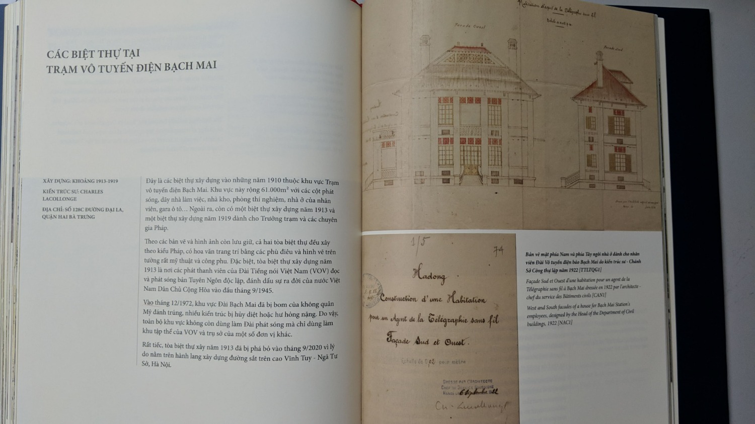 Về mặt vật lý, sách in đẹp, cứng cáp, chất lượng cao, trình bày trang nhã, kỹ lưỡng. Về nội dung, có bổ sung thêm một số thông tin so với cuốn "Kiến trúc các công trình xây dựng tại Hà Nội thời kì Pháp thuộc" của Lưu trữ quốc gia 1 xuất bản năm 2009. Tóm lại, đây là 1 cuốn sách đẹp để bày ở giá sách, và là 1 cuốn sách có giá trị (nếu chưa có cuốn xuất bản năm 2009)