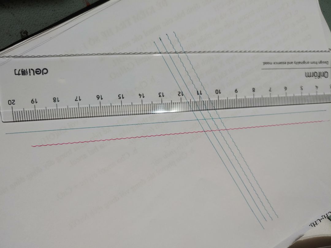 Thước chất lượng tốt, dễ dùng. Trong suốt nên dễ điều chỉnh để vẽ hình được chính xác. Có 2 mép thước: một mép thẳng với một mép thước còn lại là gợn sóng. Kích thước của em này là dài x rộng = 20cm x 3cm.