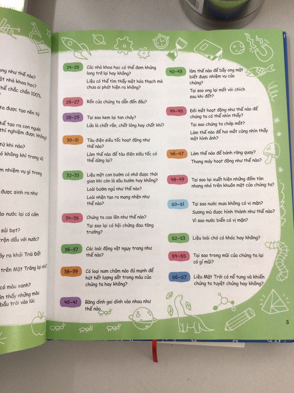 Sách có nhiều câu hỏi hóc búa mà nhiều khi ba mẹ không biết cách giải thích cho con. Là một cuốn sách rất hữu ích giúp các con giải đáp các câu hỏi trong tự nhiên... Cuốn này mình thấy có nhiều lần giảm giá 60% đợt sinh nhật và hội sách tháng 3.