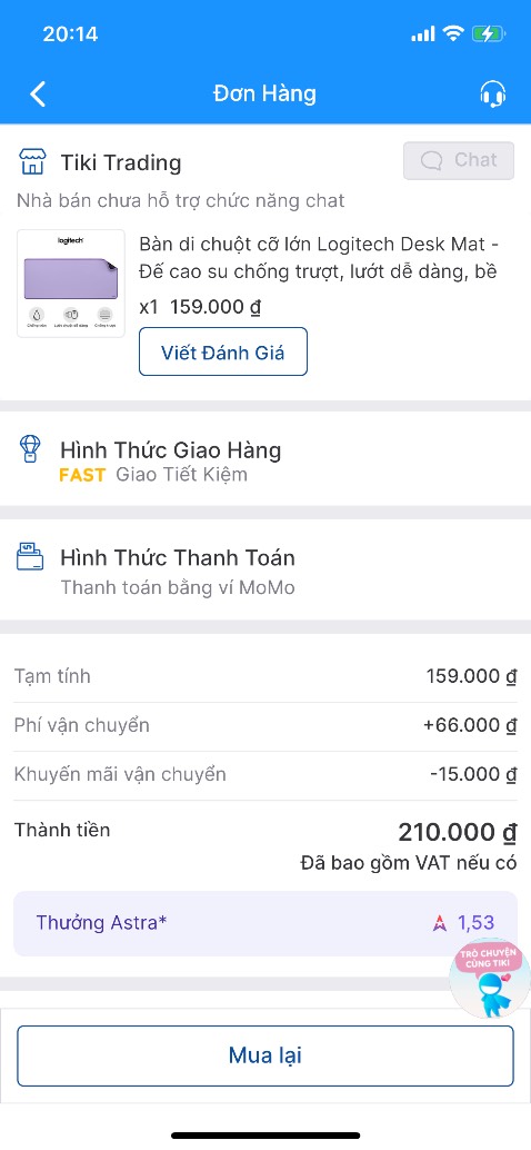 Hình như hệ thống bị lỗi giá nên mình săn được em này giá 159k. Tuy nhiên cũng bị lỗi ship, mình khiếu nại lên hệ thống thì được voucher 51k bù cho phần ship chênh lệch, sử dụng khá bất tiện nhưng cũng ok